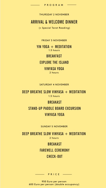 Yoga retreat programa